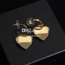 Golden Heart Pendant Earrings Studs Drop Dangles Vintage Sweet Style Gold Plated Earrings With Box For Party Club