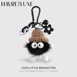 HAVREDELUXE Bag Charm Key Chain Pendant Mink Hair Small Briquettes Car Multi-functional Bag Plush Female Exquisite Pendant 240229