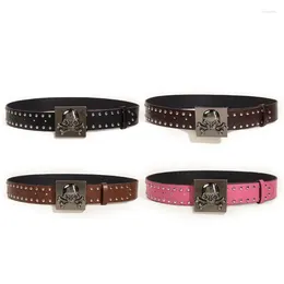 Belts Aesthetic Skull Buckle Waist Belt For Teens Cool Pin Rivet Studded Boy Waistband Jeans Pants Decor