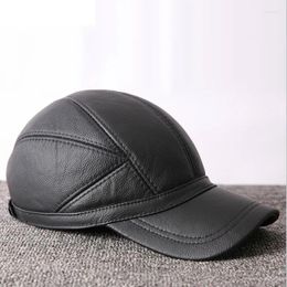 Ball Caps Leather Hat Men's Genuine Baseball Cap Middle-aged Elderly Male Korean Cowhide Winter Warm Leisure Fashion Hats H6982