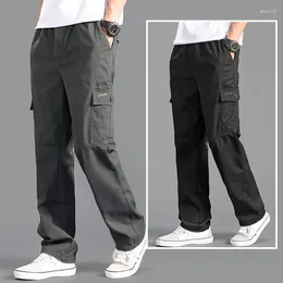 Men's Pants Y2k Cargo Loose Straight Oversize Clothing Solid Grey Versatile Work Wear Black Joggers Cotton Casual Male Trousers