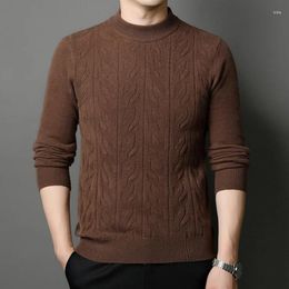 Men's Sweaters Men Sheep Wool Sweater Long Sleeve Jumper 2024 Autumn Winter Man Warm Mockneck Pure Pullovers