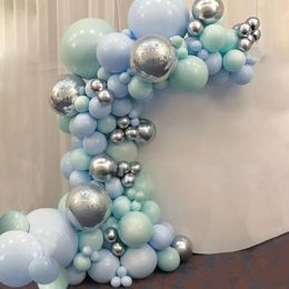 Macaron Blue Mint Pastel Balloons Garland Arch Kit Sliver 101pcs DIY Birthday Wedding Baby Shower New Year Party globos Decorati 2258k