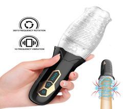 Male Masturbator Vibrators Rotating Vibrating Vagina Glans Penis Stimulate Lasting Delay Massager Masturbation Cup Sex Toy for Men9296508