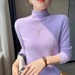 Women's Sweaters Autumn And Winter Half Turtleneck Sweater Cashmere Pullover Loose Inside With Slim Short