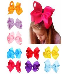 High Quality 24 Colors in stock 15cm Ribbon Hair Bow With Clip Girls Big Solid Bow Hair Clips Accessories4336584