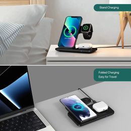 3 in 1 Wireless Charger Stand Pad für iPhone 15 14 13 12 X Max faltbare Schnellladestation Dock für IWatch 8 7 SE AirPods Pro