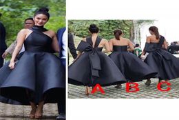 New Design Ball Gown Black Bridesmaid Dresses Backless Bow Knot Maid of Honor Wedding Guest Dress Custom Made Prom Evening Party G5247268