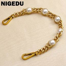 Bag Strap Pearl Chain Metal Gold Shoulder Chain DIY Bag Chain Fashion Replacement Strap For Bags Accessories 25 50 60 110 120CM 240309