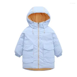 Down Coat Korean Winter Children Boy Jacket Cartoon Bear Reversible Waterproof Shiny Hooded Little Outerwear Kids Girl Parka