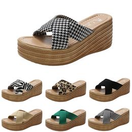 slippers women sandals high heels fashion shoes GAI summer platform sneakers triple white black brown green color46