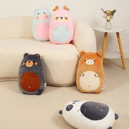 4060cm Cartoon Animal Plush Toy Stuffed Kawaii Squishy Pillow Hippo Panda Bear Dino Cat Deer Pig Duck Decorative Kids Gift 240304