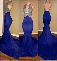 Royal Blue Red African Mermaid Prom Dresses Long Lace Off Shoulder See Through Sweep Train Formal Evening Party formal dresses Gow4418640