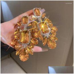 Dangle Chandelier Earrings Fyuan Shine Champagne Water Drop Crystal For Women Oversize Geometric Statement Jewelry Delivery Otdq8