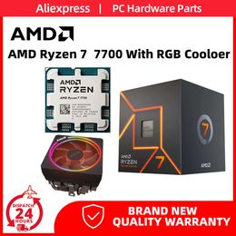 AMD Ryzen 7 7700 With RGB Cooler CPU Box Vision 3.8 GHz 8-Core 16-Thread Processor 5NM L3=32M and Fan For B650 AM5 Motherboard