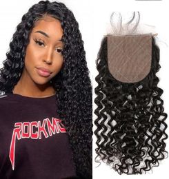 Greatremy Silk Base Closure Brazilian Virgin Hair Deep Curly Wave Part Top Lace Closure Bleached Knots Natural Color Fast Shi3040544