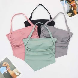 Lulu integrated chest pad square scarf hanging neck Pilates sports bra sexy external wear yoga fitness bra