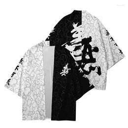 Ethnic Clothing Men Women Kimono Cardigan Chinese Style GOOD And EVIL 3D Printing Haori Mens Fashion Summer Cool Short Sleeve