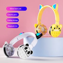 Cartoon Children's Bluetooth Earphones Panda Cute Colorful Bubble Finger Pressure Reducing Wireless Headphones