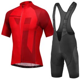 Racing Jackets Men MTB Red Cycling Jersey Suit High Quality Pro Team Bike Wear Sport Shirt Sleeve Riding Clothing Bib Shorts Black