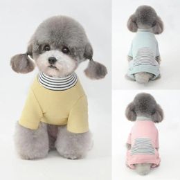 Dog Apparel Pet Bodysuit Striped Pocket Comfortable Cotton Adorable Kitten Puppy Cats Jumpsuit Clothes For Autumn
