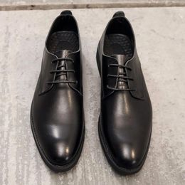 Dress Shoes 2024 Trend Oxford For Men Black Leather Party Mens Lace Up Social Man Comfortable Business Shoe
