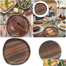 Dishes Plates South American Walnut Irregar Plate Solid Wood Dry Fruit Dessert Acrylic Storage Drop Delivery Home Garden Kitchen Dinin Otf3R