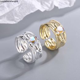 Wind Moon Light Stone Geometric Ring Womens Fairy Sweet Texture Small Fresh Simple Temperament Fashion Ring