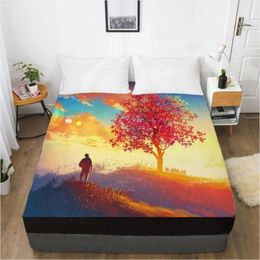 Sheets & Sets 3D Luxury Fitted Sheet 160x200 150x200 Bed On Elastic Band Bed Mattress Cover Bedsheet Bedding Bed Linen Dream Scene306Z