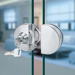 GD03SS Glass Door Lock Stainless Steel without Hole Bidirectional Unlock Key - Knob Frameless Glass Door302g