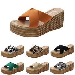 slippers women sandals high heels fashion shoes GAI summer platform sneakers triple white black brown green color42