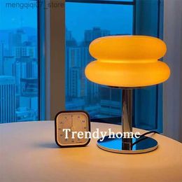 Lamps Shades Glass Stained Desk Lamp Childrens Lamp Bedroom Bedside Study Atmosphere Lamp Home Decoration Egg Tart Table Lamp Drop Shipping L240311