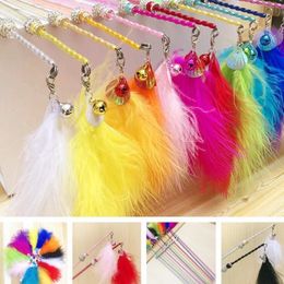 USD1 85 PC pet cat kitten toys fishing pole cat sticks playing toys mixed Colours 20pcs lot229r