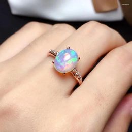 Cluster Rings Arrival Natural Real Design High Quality Opal Ring 925 Sterling Silver Classical