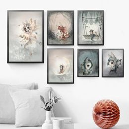 one piece Wall Art Fashion girl abstract painting Abstract rabbit hd Printed kids Wall Art Prints Poster rabbit boy and girl bedro318R