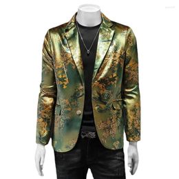 Men's Suits Fashion Golden Velvet Wedding Prom Suit Jacket 2024 Men Lapel Slim Flower Blazers Coats