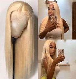 ymsbeauty 613 Blonde Color Full Lace Wigs Human Hair Straight Blonde Transparent Lace front Wigs For White Women With baby Hair3138983