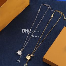 Luxury Gold Chain Necklaces Bag Shaped Pendant Necklaces Women Chic Letter Necklaces With Box For Daily Outfit