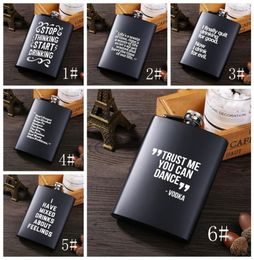 8oz Stainless Steel Hip Flask English Letter Black Personalise Flask Outdoor Portable Flagon Whisky Stoup Wine Pot Alcohol Bottle 6541507
