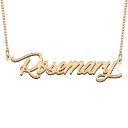 Rosemary name necklaces pendant Custom Personalized for women girls children best friends Mothers Gifts 18k gold plated Stainless steel