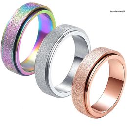 Titanium Steel Frosted Ring Decompression Fashion Stainless Steel Ring Rotatable Ring