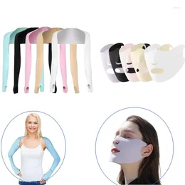 Bandanas Fashion Arm Sleeves And Mask For Women Shawl Cuff Gloves Outdoor Golfing Riding Silk Sun UV Protection Hand Cover Cooling