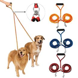 Large Dog Leash Double Leash for Two Dogs Nylon UANGLE Dual Pet Dog Double Leash Coupler For Walking Training Running245C