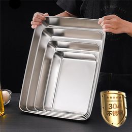 1 Pc Rectangular Stainless steel Deepen Baking Pan Nonstick Cake Bread Pans Food Fruits Storage Trays Plates Bakeware Kitchen Ut 240226