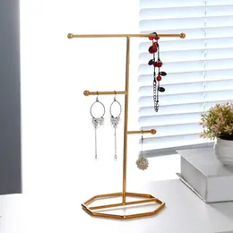 Jewelry Pouches T-shaped Creative Wrought Iron Jewelrys Ring Earrings Necklace Hanger Storage Rack Prop Display Stand Earring