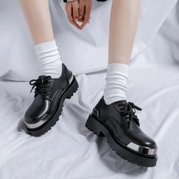 Casual Shoes Original Design Punk Style Men Women Black Leather Hombre Teenagers Daily Dress Height Increasing Shoe