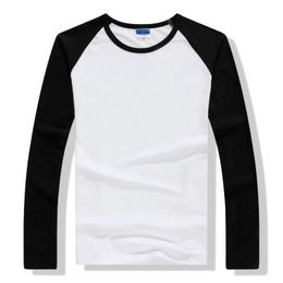 2023 Autumn Winter Long Sleeve T Shirt Men Contrast Color Round Collar Cotton Mens Casual Slim Fit Raglan TShirts Tees Tops 240223