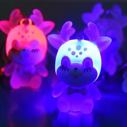 Acrylic Illuminated Elk Keychain Cute Luminous Sika Deer Doll Christmas Series Pendant Bag Pendant 2024