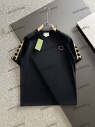 xinxinbuy Men designer Tee t shirt 2024 Letter Jacquard Webbing short sleeve cotton women Grey black white S-2XL