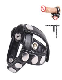 Male Penis Ring 3 Snap Strap Adjustable PU Leather Cock Rings Dick Cage Bondage Slave Restraints Belt Fetish Sex Toys88897967994965